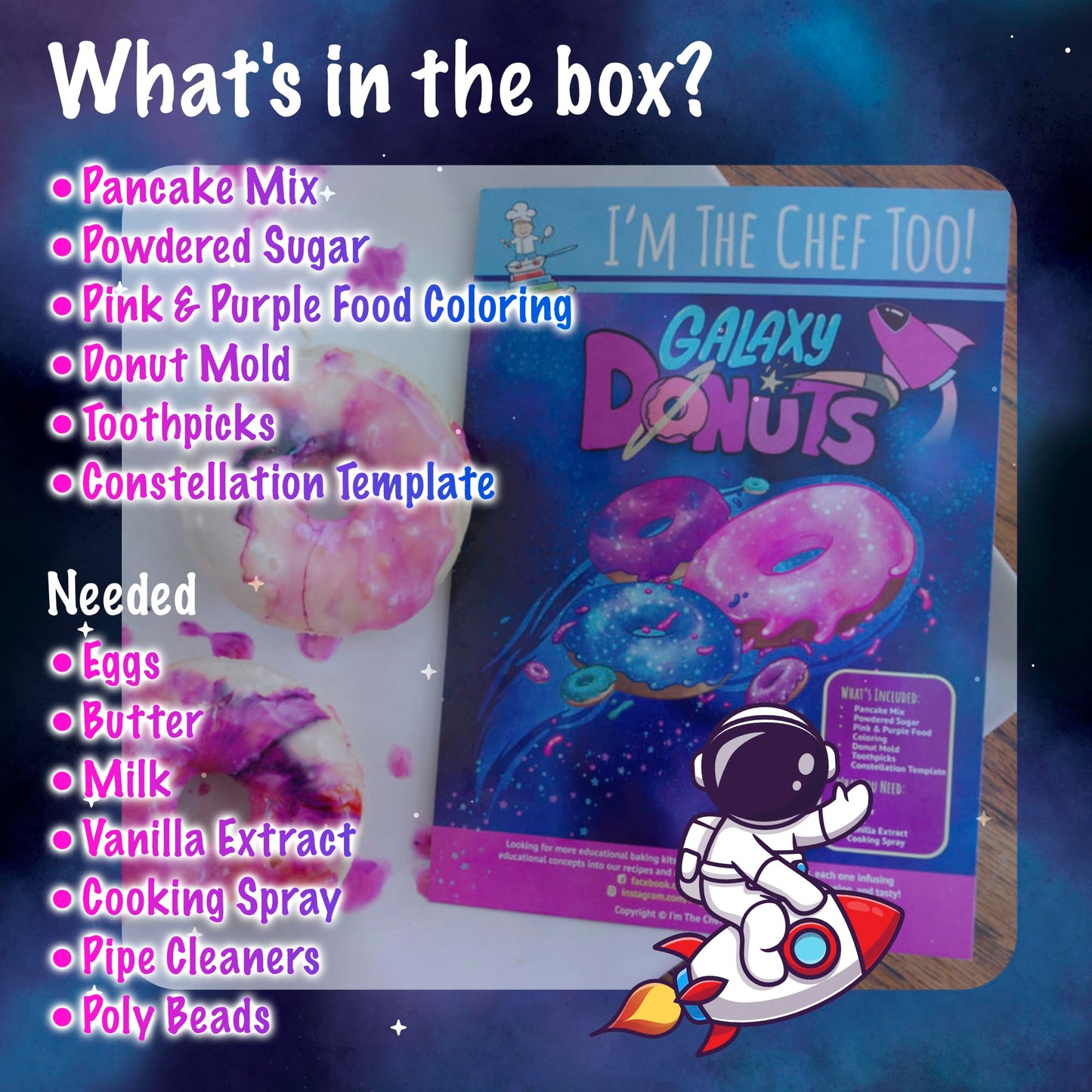 I'M The Chef Too- Galaxy Donut Baking Set - Real Kids Cooking Set With Art And Stem Activities- Make Six Galaxy Donuts- Kids Bak