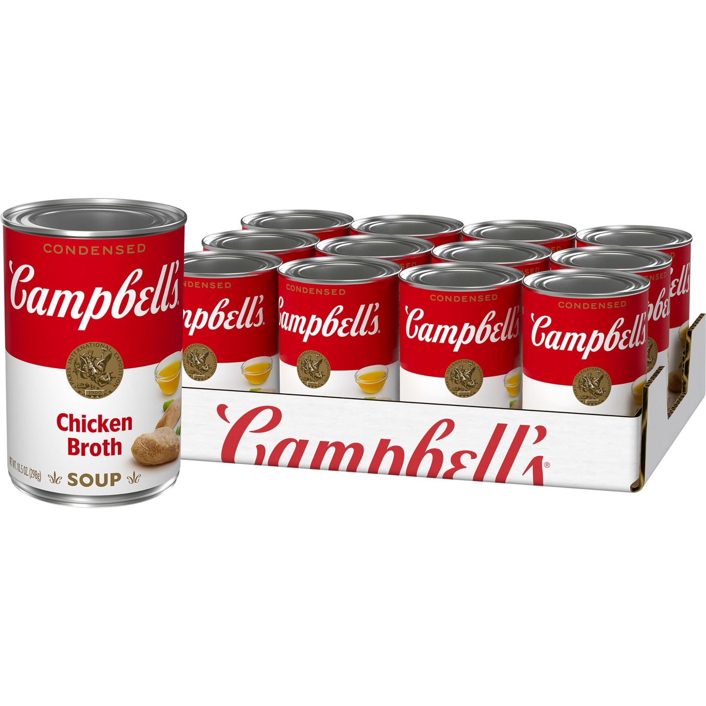 Campbells Condensed Chicken Broth, 10.5 Ounce Can, Pack of 12
