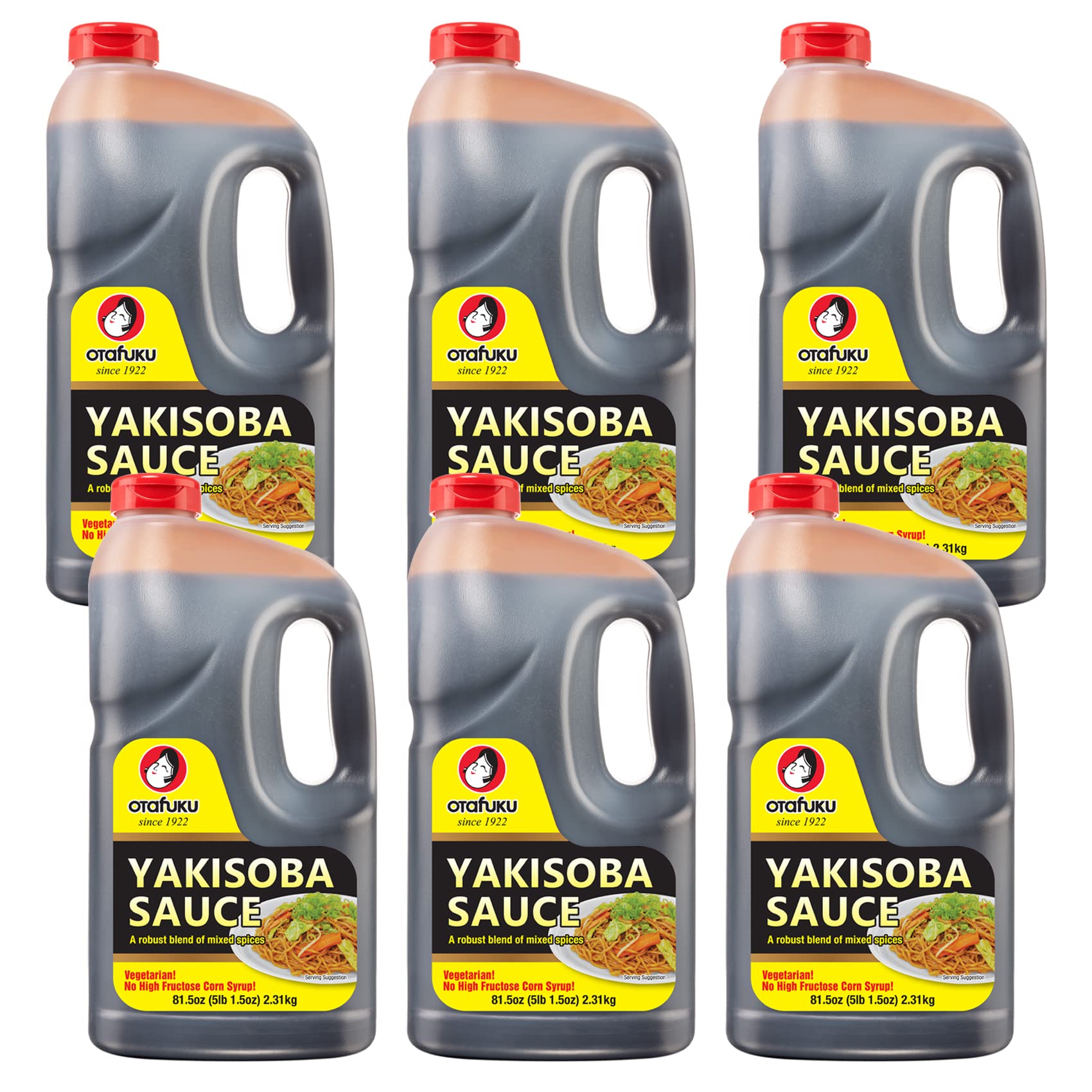 Otafuku Yakisoba Sauce for Japanese Stir Fry Noodles, Restaurant Bulk Size 1/2 Gallon (6 Pack)