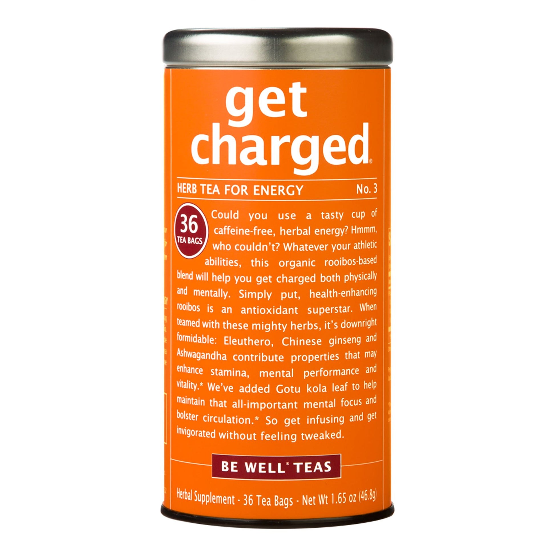 The Republic of Tea Get Charged Herb Tea, Caffeine-free, 36 Tea Bags, Tin