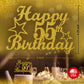 RokAPary 55th Birthday Cake Topper Gold Glitter, Acrylic, 6x4.25 Inch, Sturdy Doubled Sided