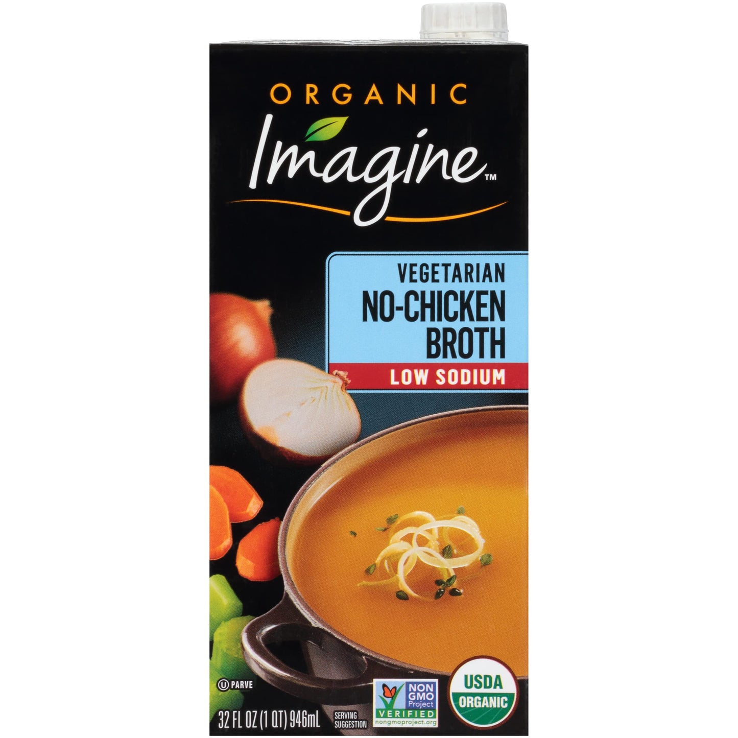 Imagine Organic Low Sodium Vegetarian No-Chicken Broth, 32 Fl Oz (Pack Of 6)