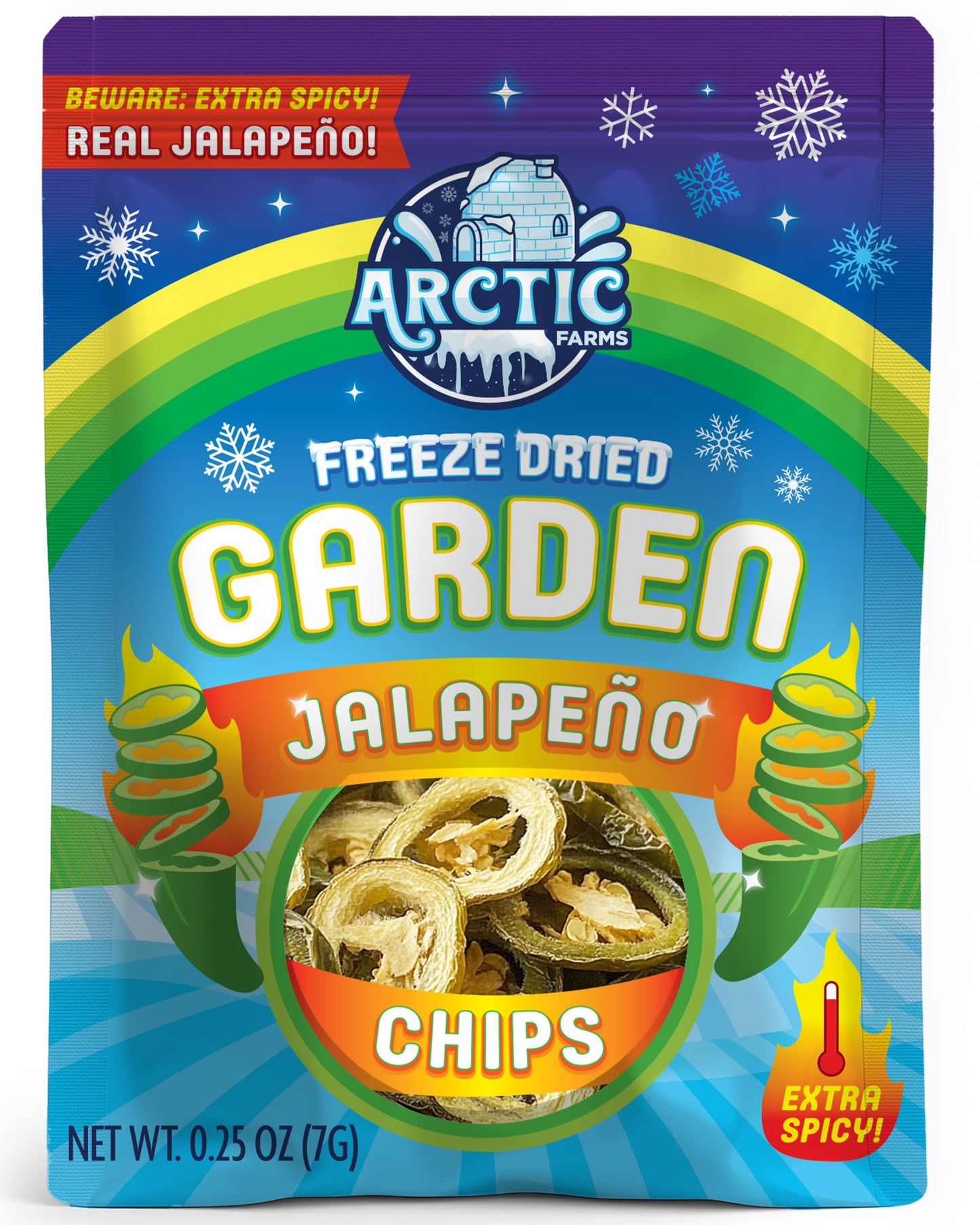 Arctic Farms Garden Freeze Dried Jalapeno Chips, Extra Spicy, Crunchy (Small Bag)