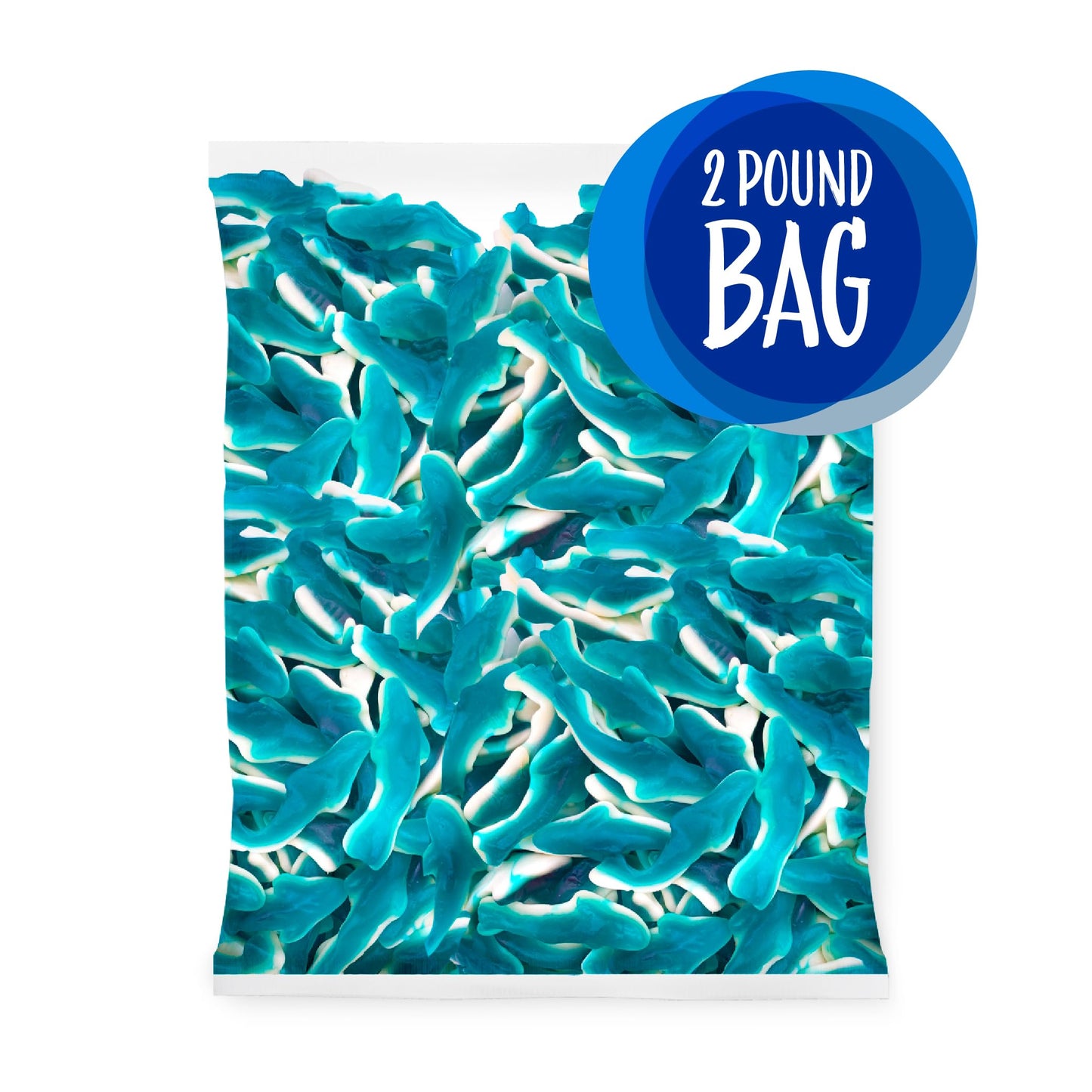 SUNNY ISLAND Blue Sharks Gummy Candy - 2 lb Blue Raspberry Flavor, Perfect for Parties and Snacking