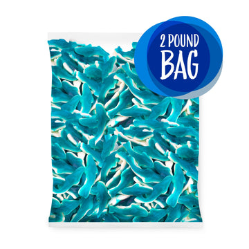 SUNNY ISLAND Blue Sharks Gummy Candy - 2-Pound Bag Made with Real Fruit Juice