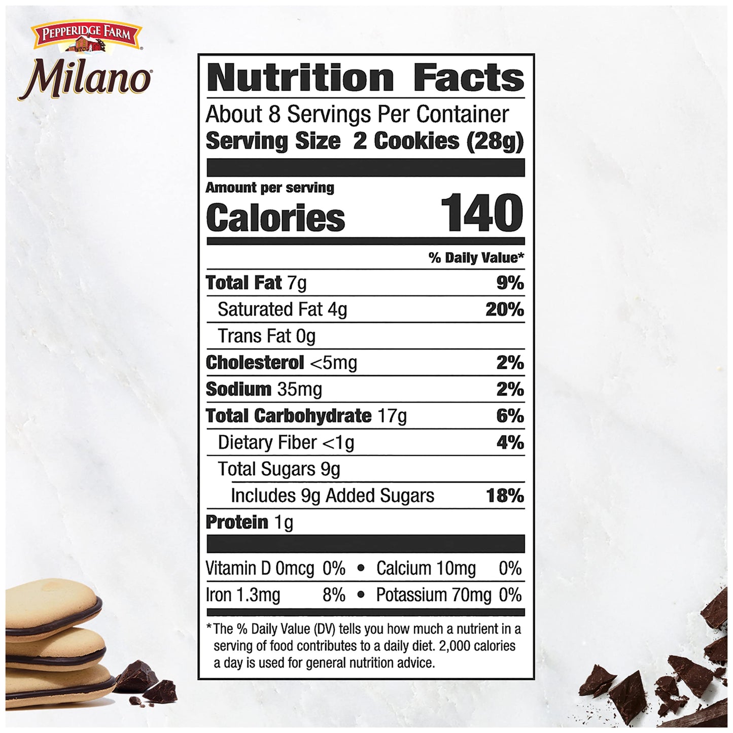 Pepperidge Farm Milano Double Dark Chocolate Cookies, 7.5 oz Bag, 15 Cookies, Rich Chocolate Flavor