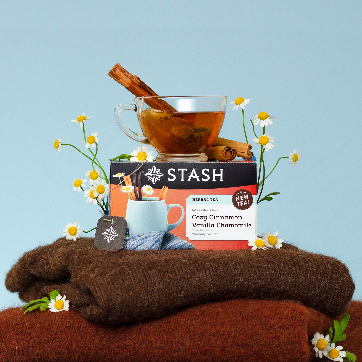 Stash Tea Cozy Cinnamon Vanilla Herbal Tea - Caffeine Free, Non-GMO, 18 Count (Pack of 6) - 108 Bags Total
