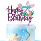 RoadSea Cake Topper - Under The Sea Theme, Purple Glitter, 7th Birthday Decoration, Food Grade Safety Cardboard