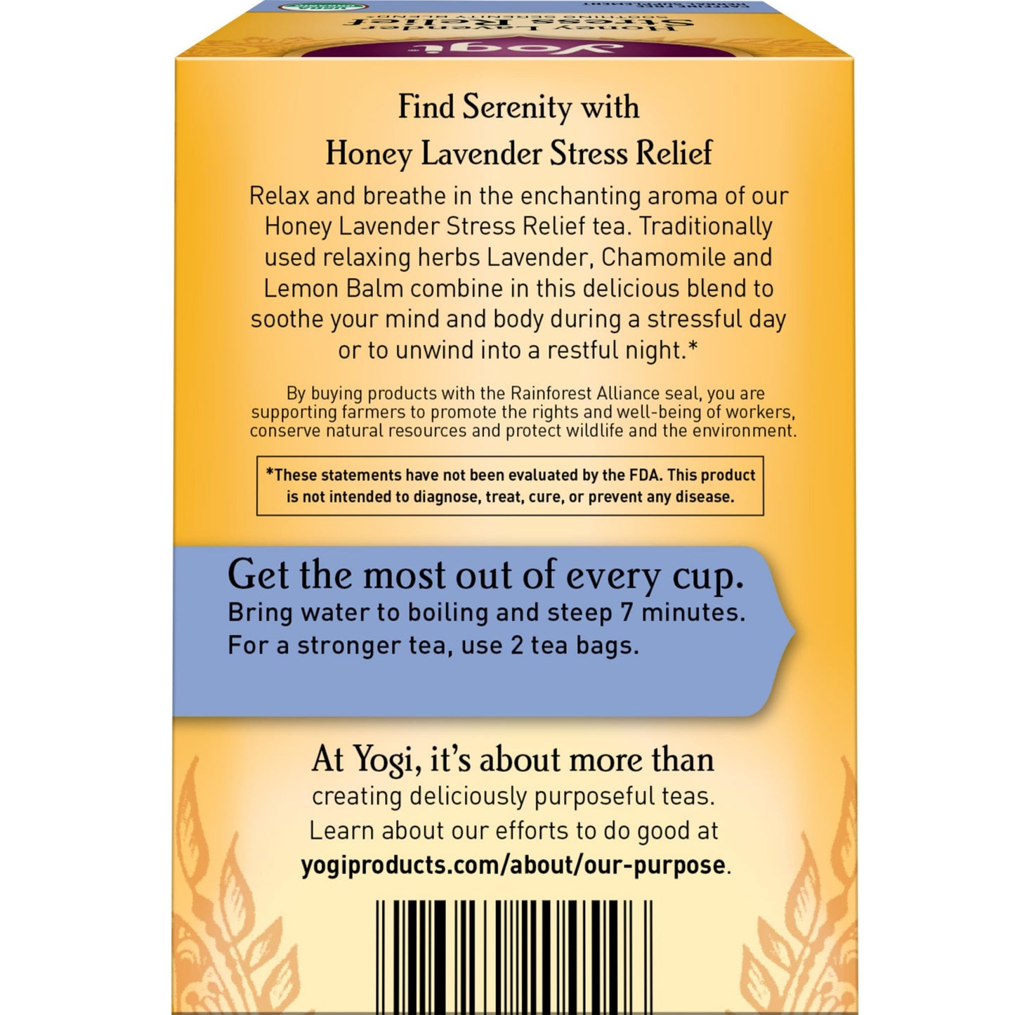 Yogi Tea Honey Lavender Stress Relief - Organic Chamomile Tea - 16 Bags per Pack (4 Packs) - Yellow and Blue - Model 076950204546