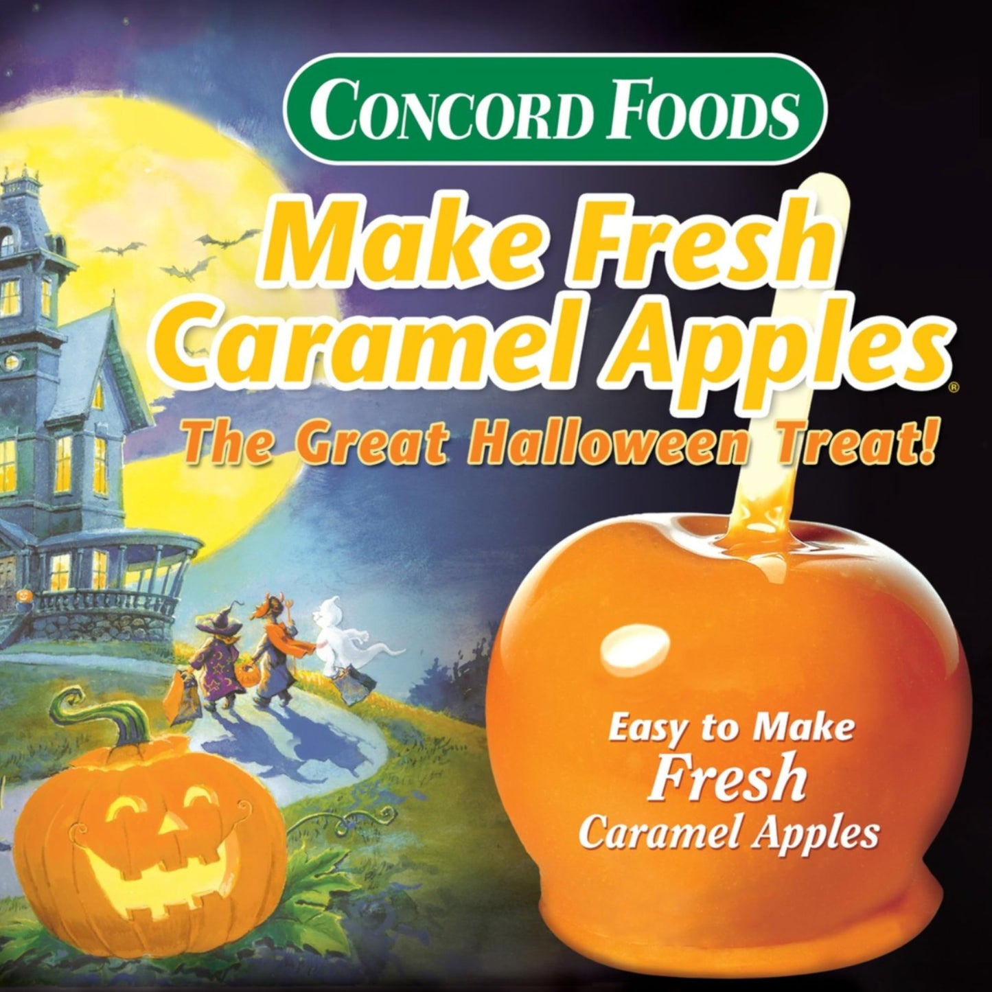Concord Foods Caramel Apple Kit: Fall Favorite Treat - Indulge In Chewy Caramel Apples! Makes 10 Caramel Apples Per Box, 5 Oz (P