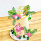 Flamingo Cake Toppers Summer Cake Decorations With Palm Leaf Cake Toppers Green Hot Pink Pearl Ball Cake Toppers For Tropical Ha