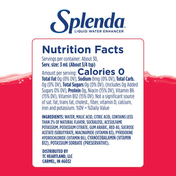 SPLENDA Liquid Water Enhancer Drops, Sugar Free, Fruit Punch, 3.11 Fl Oz Each Bottle, Pack of 2