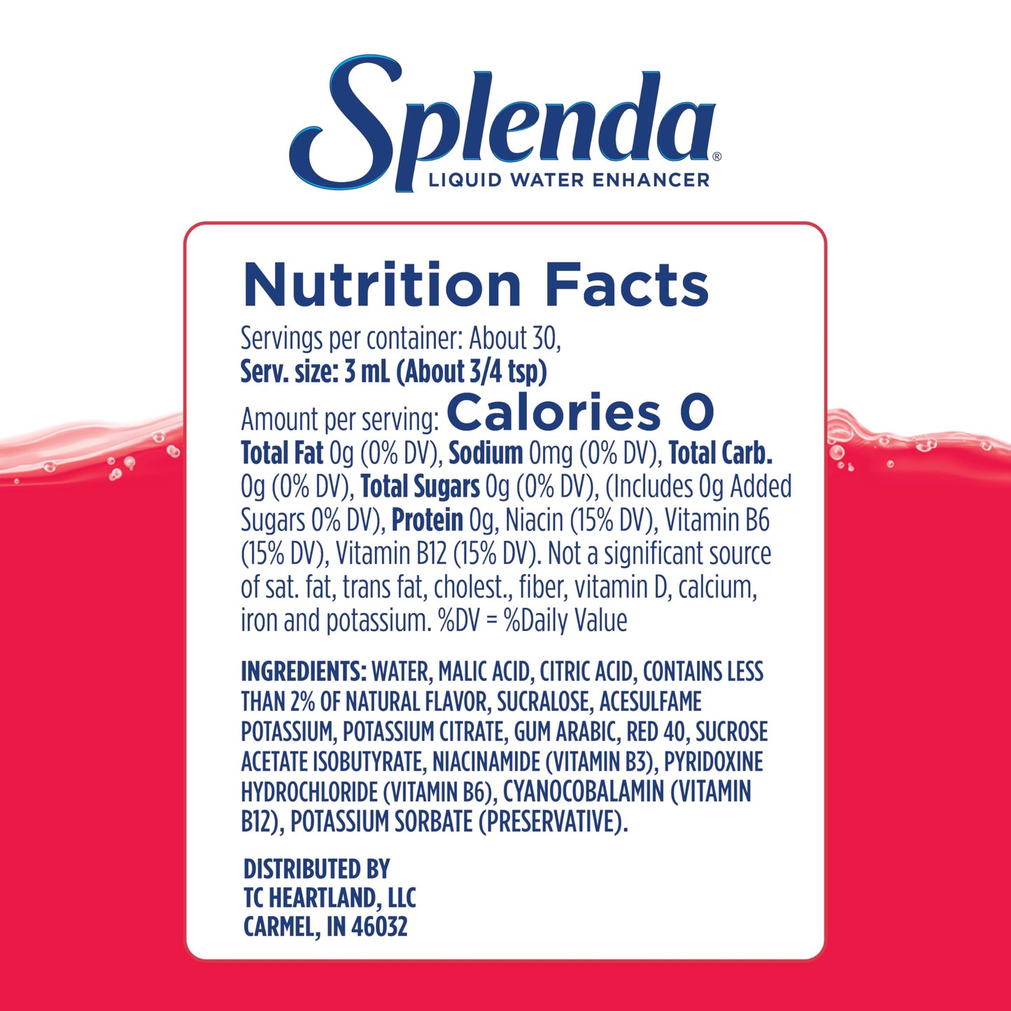 Splenda Liquid Water Enhancer Drops, Sugar Free, Zero Calorie, Natural Flavor, Concentrated Drink Mix, 3.11 Fl Oz Each Bottle (Fruit Punch, 1 Pack)