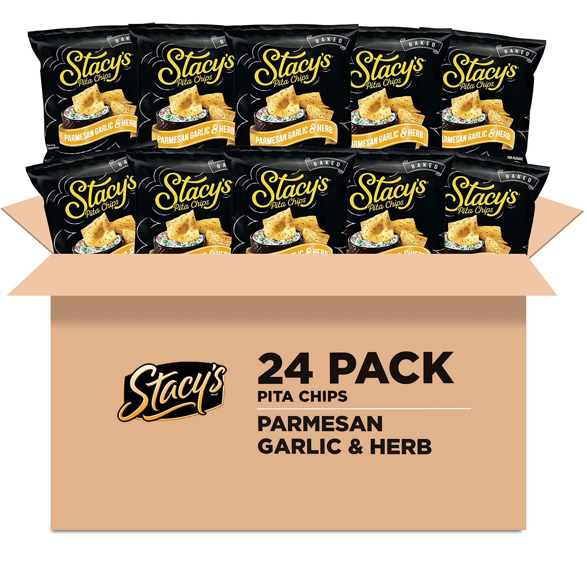 Stacys Pita Chips, Parmesan Garlic & Herb, 1.5 Ounce (Pack of 24)