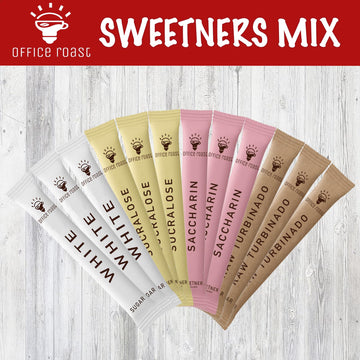 Office Roast Variety Pack - Assorted Sugar & Sweeteners for Coffee, Tea & Beverages - Includes Sucralose, Saccharin, Raw Brown S