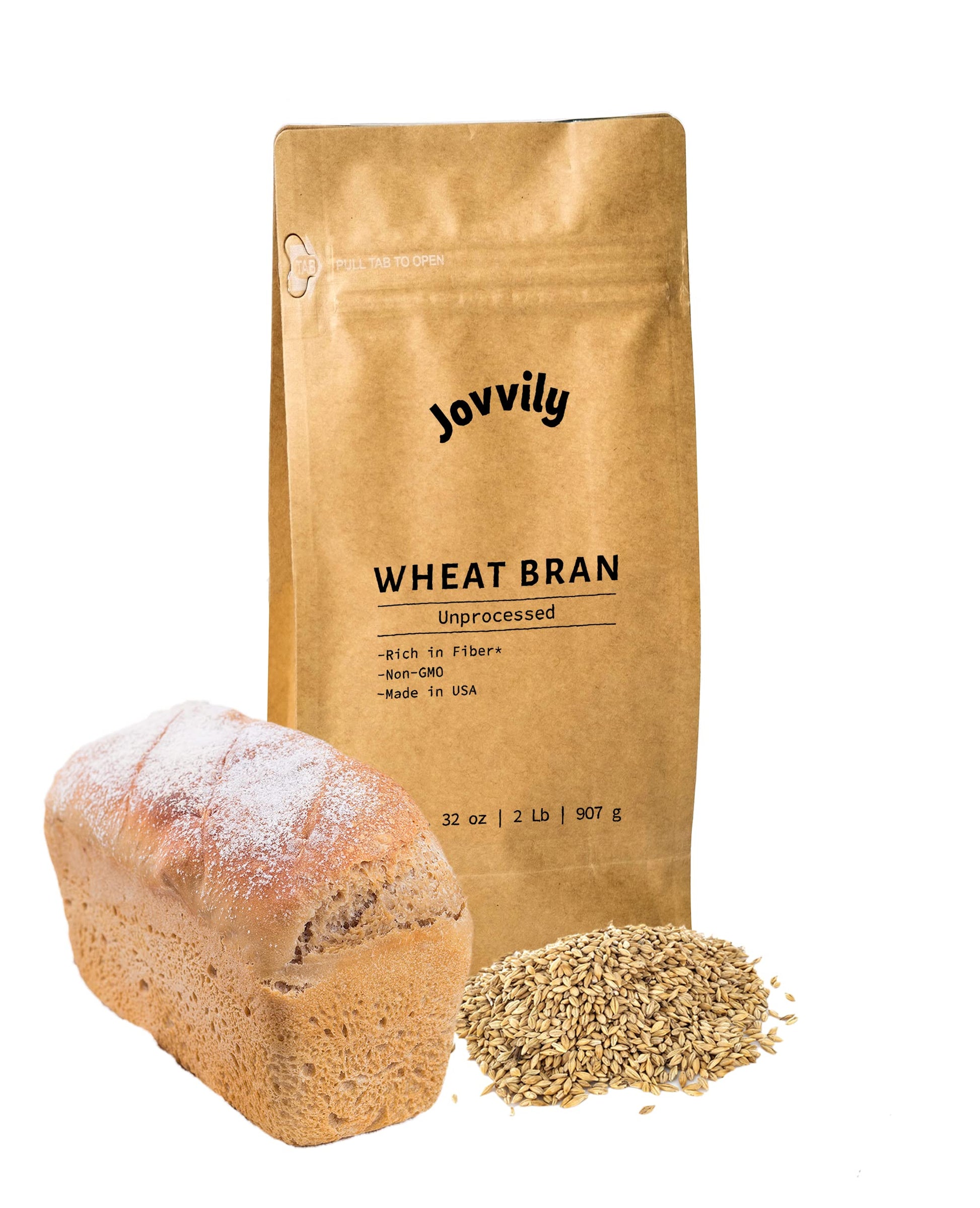 Jovvily Wheat Bran - 2Lb - Fiber Rich - Non-Gmo - Resealable Bag