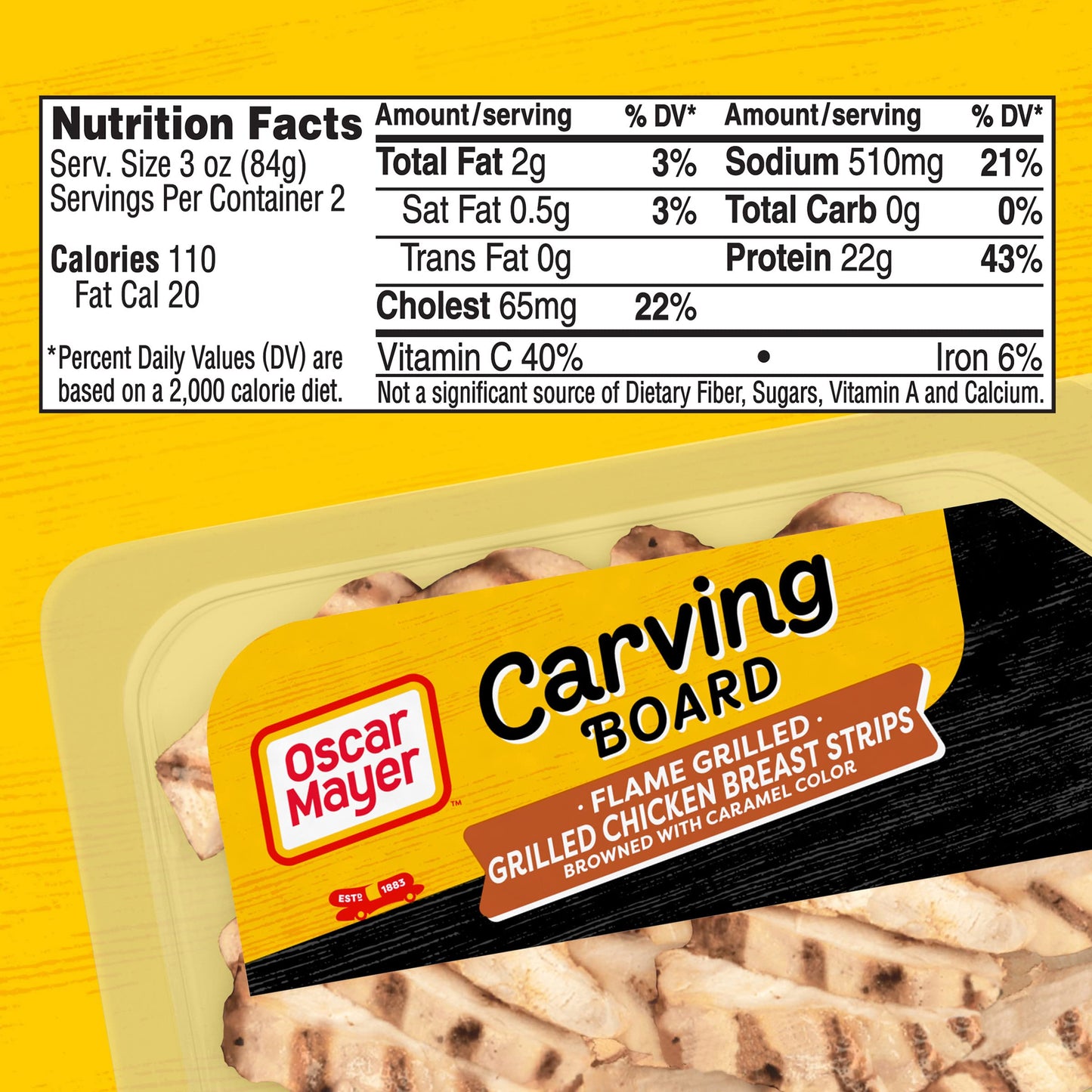 Oscar Mayer Carving Board Flame Grilled Chicken Breast Strips Sliced Deli Sandwich Lunch Meat (6 oz Tray)
