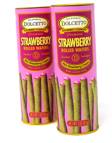 Classic Dolcetto Gourmet Cookies Premium Rolled Wafers (85g) 3 oz. (Strawberry)