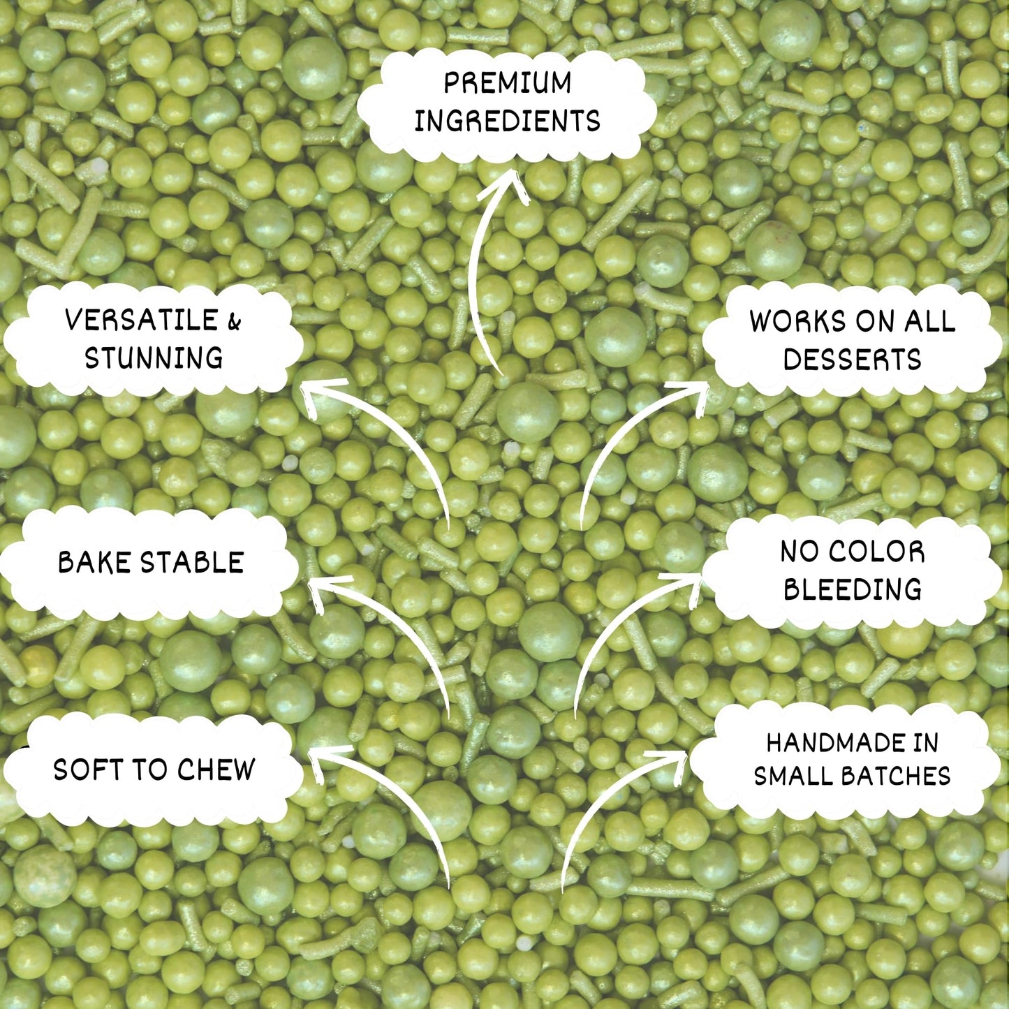 Confect Lime Green Christmas Sprinkles | Mix Pearls & Jimmies Sprinkles For Cakes & Cupcakes Decoration | Vegan, Gluten-Free, So