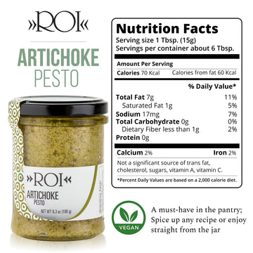 ROI Italian Artichoke Dip - Gourmet, Healthy, Vegan, Natural Artichoke Pesto for Bruschetta, Spinach Artichoke Dip, Sandwich Spr