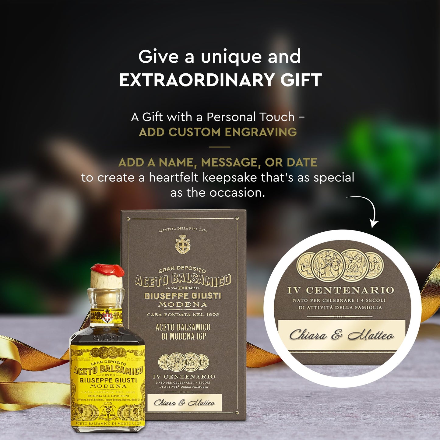 Giusti Balsamic Vinegar Of Modena Igp – Extra Thick & Rich Aceto Balsamico Di Modena, Matured In Traditional Aging Casks, 4 Gold Medals, Made In Italy, Customized Gift Box – 8.45 Fl Oz (250 Ml)