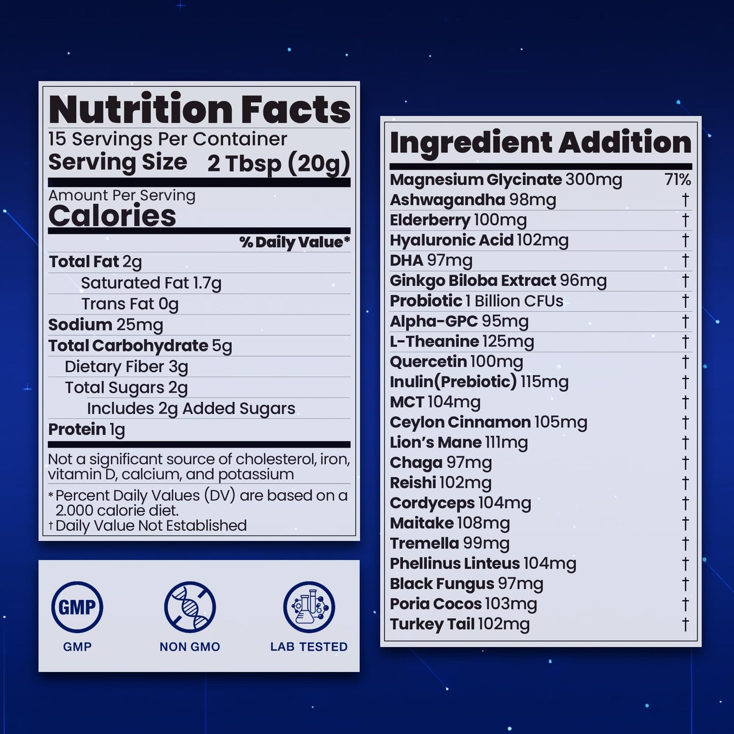 Magnesium Hot Cocoa Powder Mix | Superfood Sleep Powder with 10 Mushrooms, Magnesium Glycinate & L-Theanine | Plant-Based, Keto-