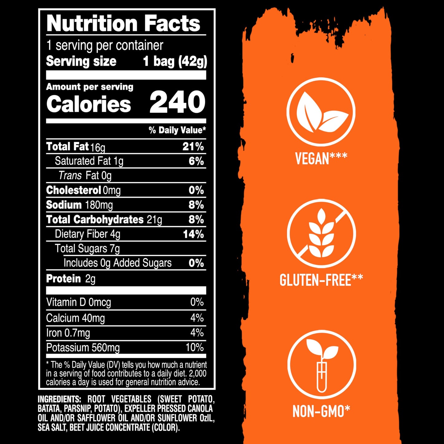 Terra Vegetable Chips, Original with Sea Salt Vegetable Chips, 1.5 oz (Pack of 8)