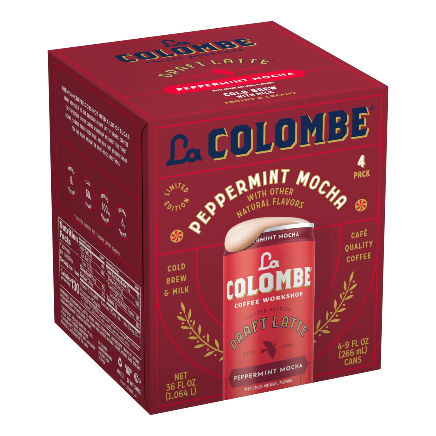 La Colombe Peppermint Mocha Draft Latte - 9 Fluid Ounce  4 Count - Cold-Pressed Espresso And Frothed Milk + Peppermint And Dark Chocolate - Made With Real Ingredients - Grab And Go Coffee
