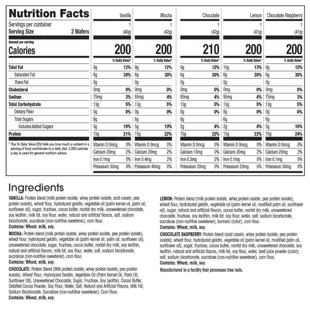 WonderSlim Protein Wafer Snack Bar Variety Pack, 15g Protein, 5 Flavors, 5 Count
