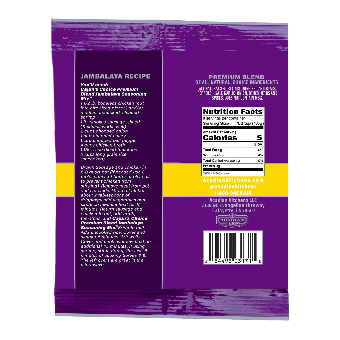 Jambalaya Seasoning Mix 0.42 Oz Cajun'S Choice Louisiana Foods (Pack Of 6)