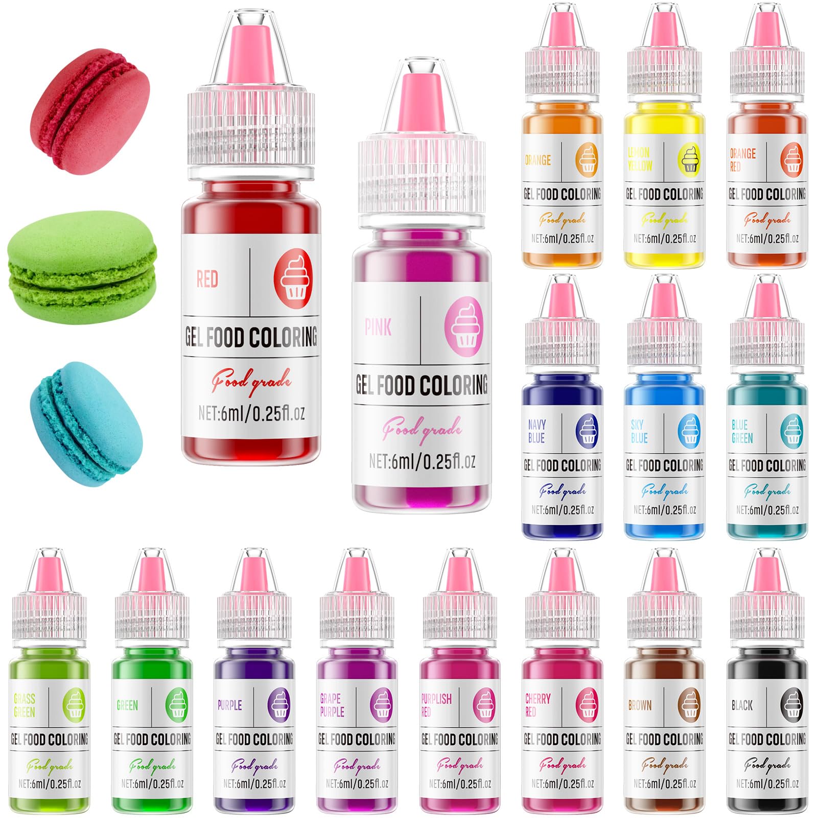 Gel Food Coloring Set - 16 Vibrant Colors Food Dye Tasteless , Concentrated Edible Icing Colors for Baking, Cake Decorating, Coo