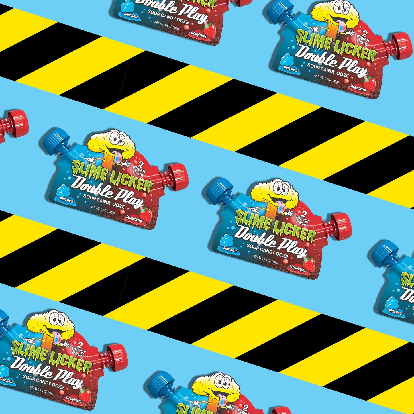Toxic Waste - Slime Licker Double Play - Sour Candy Ooze - Strawberry & Blue Razz Flavored - 1.4 Oz - 3-Pack