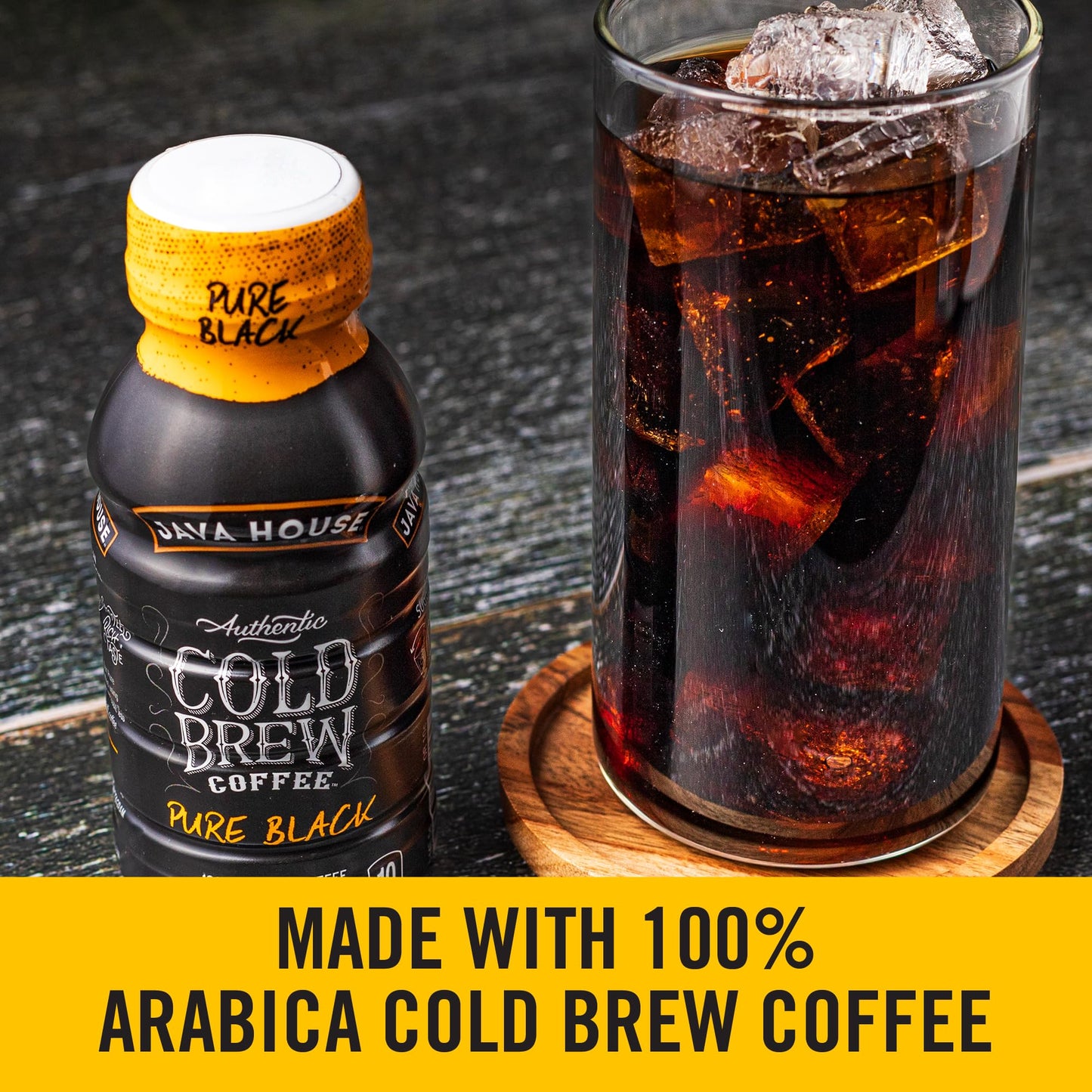 Java House Cold Brew Coffee Ready To Drink Bottles - Pure Black - 6 Pack Of 8Oz Bottles - 100% Arabica Coffee