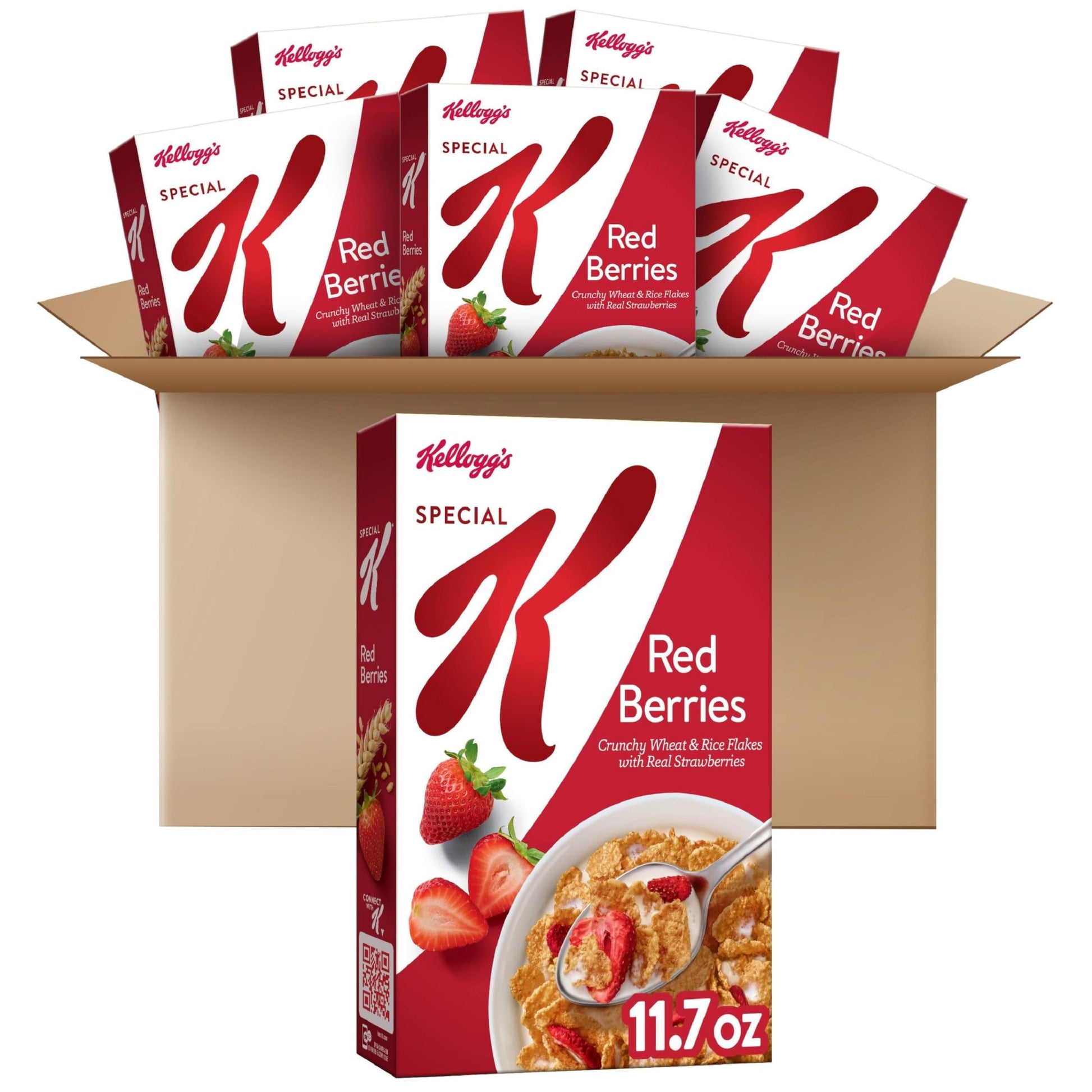 Kelloggs Special K Breakfast Cereal, 11 Vitamins And Minerals, Made With Real Strawberries, Red Berries, 4.4Lb Case (6 Boxes)