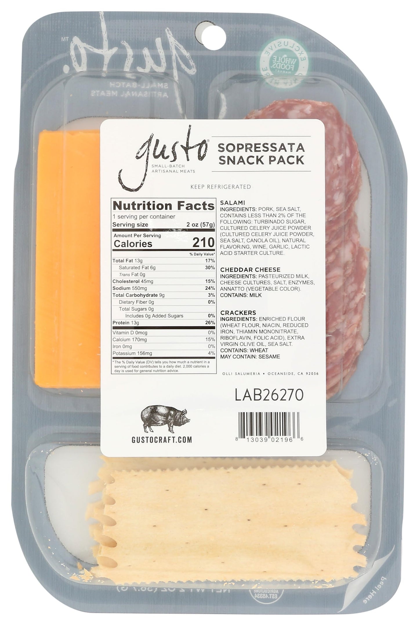 Gusto Sopressata Cheddar Snack Pack, 2 Oz