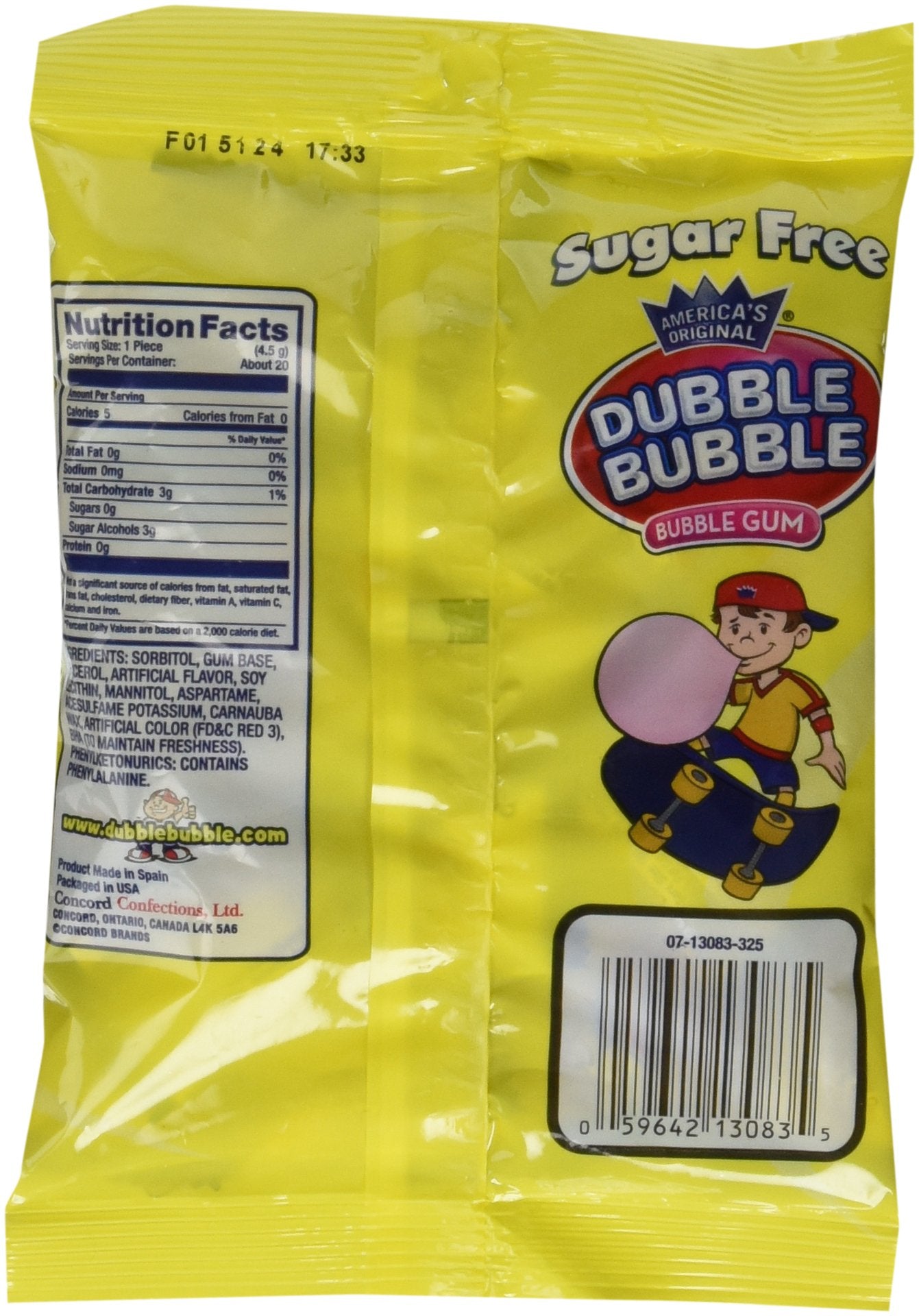 Dubble Bubble Sugar Free, 3.25-Ounce Bags (Pack of 12)