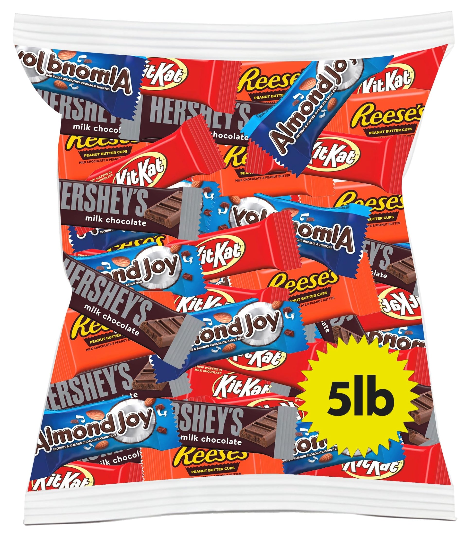 SUGADELIC Chocolate Candy Variety Pack – Snack Size Mini Bars, Peanut Butter Cups, Almond & Wafer Chocolates – 5 LB Bulk Party Candy