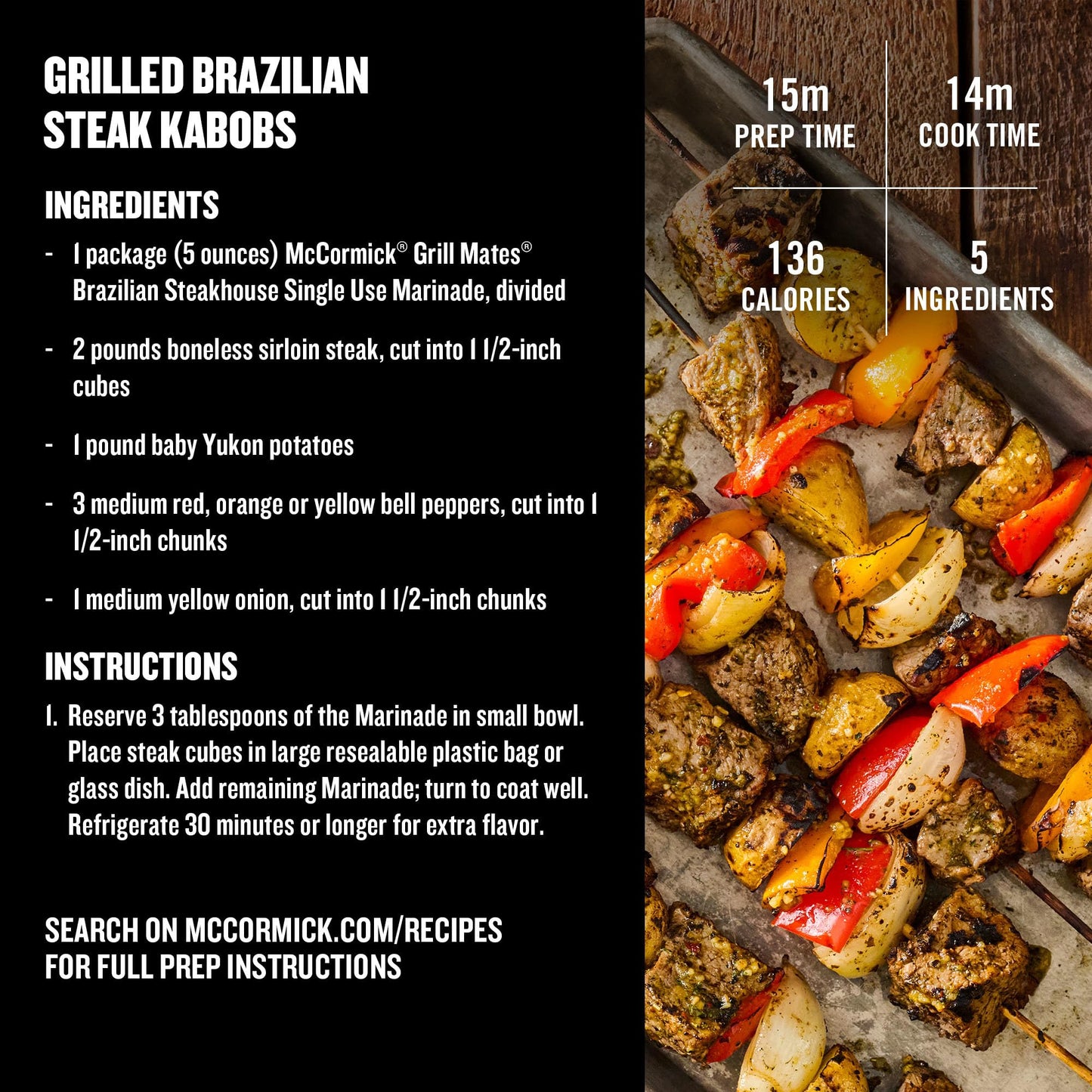 McCormick Grill Mates Marinade, Brazilian Steakhouse, 30 Minute Liquid Marinade, Single Use Pouch, No Waste, Exciting Brazilian-