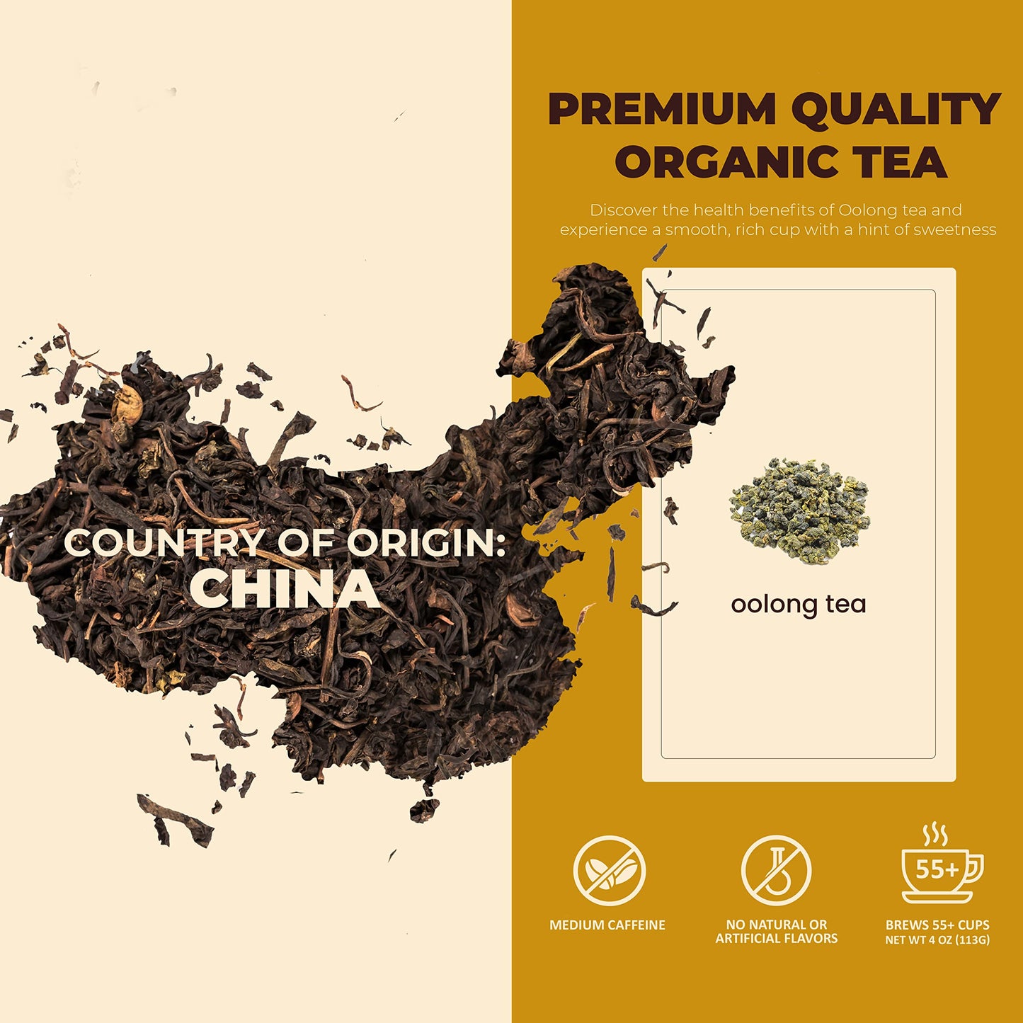 Gardenika Oolong Tea, Loose Leaf, Organic, KSA Kosher - 4 oz (1 Pack)