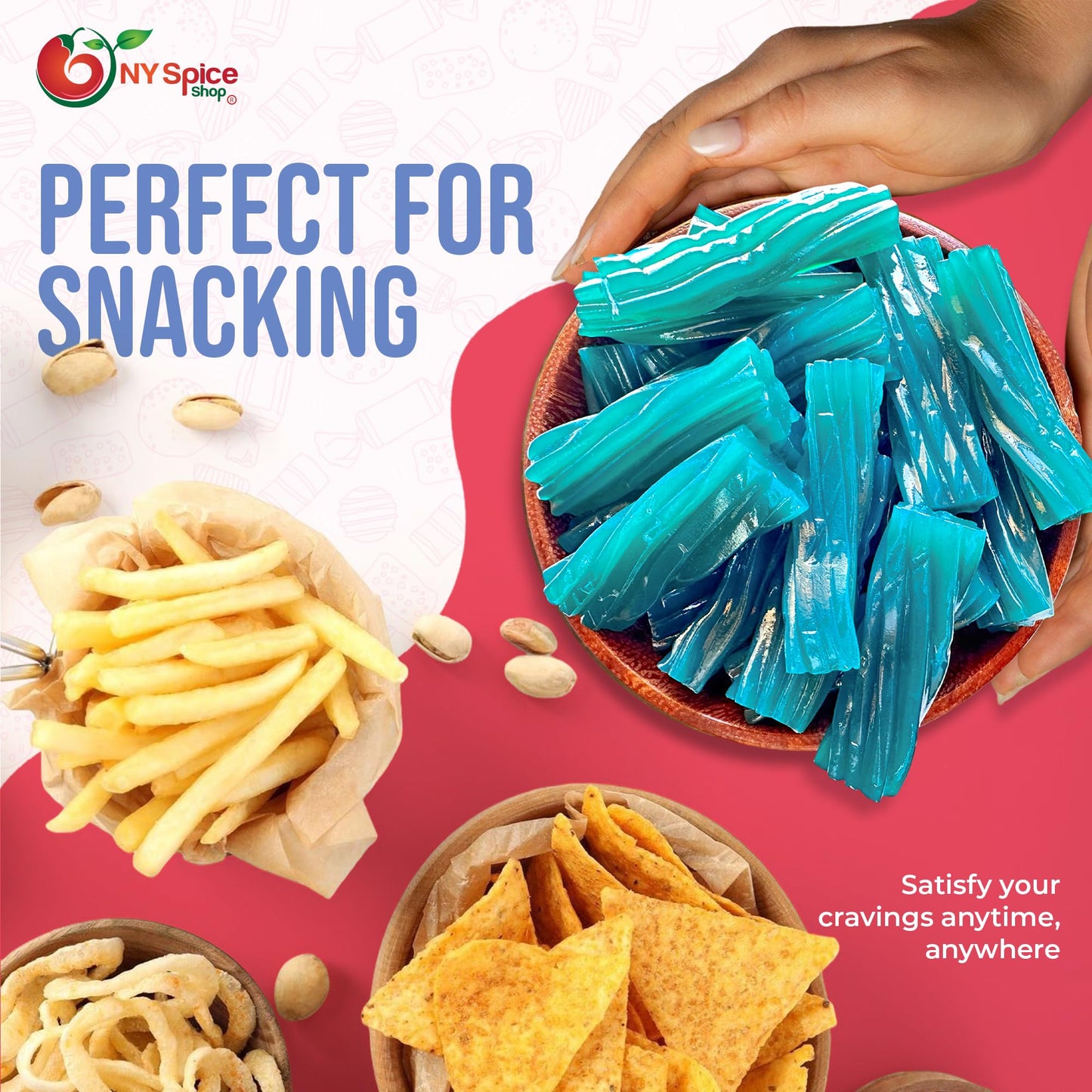 Ny Spice Shop Jumbo Licorice Twists Blue Raspberry Flavored - Jumbo 2'' Inch Chewy Fruit Flavored Sweet Blue Licorice Rope Candy