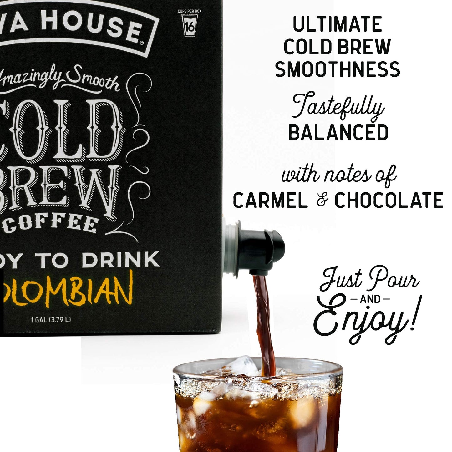 Java House Cold Brew Coffee On Tap, (128 Fluid Ounce Box) Not A Concentrate, No Sugar, Ready To Drink Liquid (Colombian Roast)