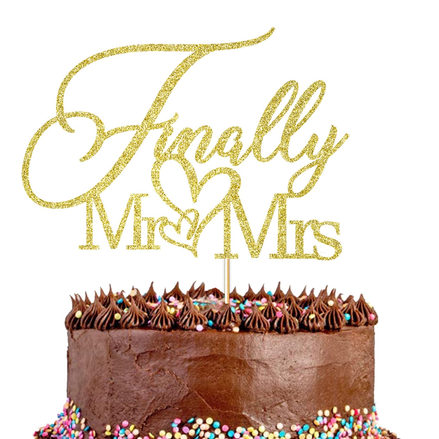 Alewoaly Wedding Cake Topper, Elegant Cardboard Design, Golden Color, Model HD, Ideal for Weddings and Anniversaries