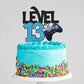 Level 13 Game Birthday Cake Topper - Video Game Boys 13Th Birthday Level Up Party Blue Cake Supplies - Game On Winner Gaming Party Decoration