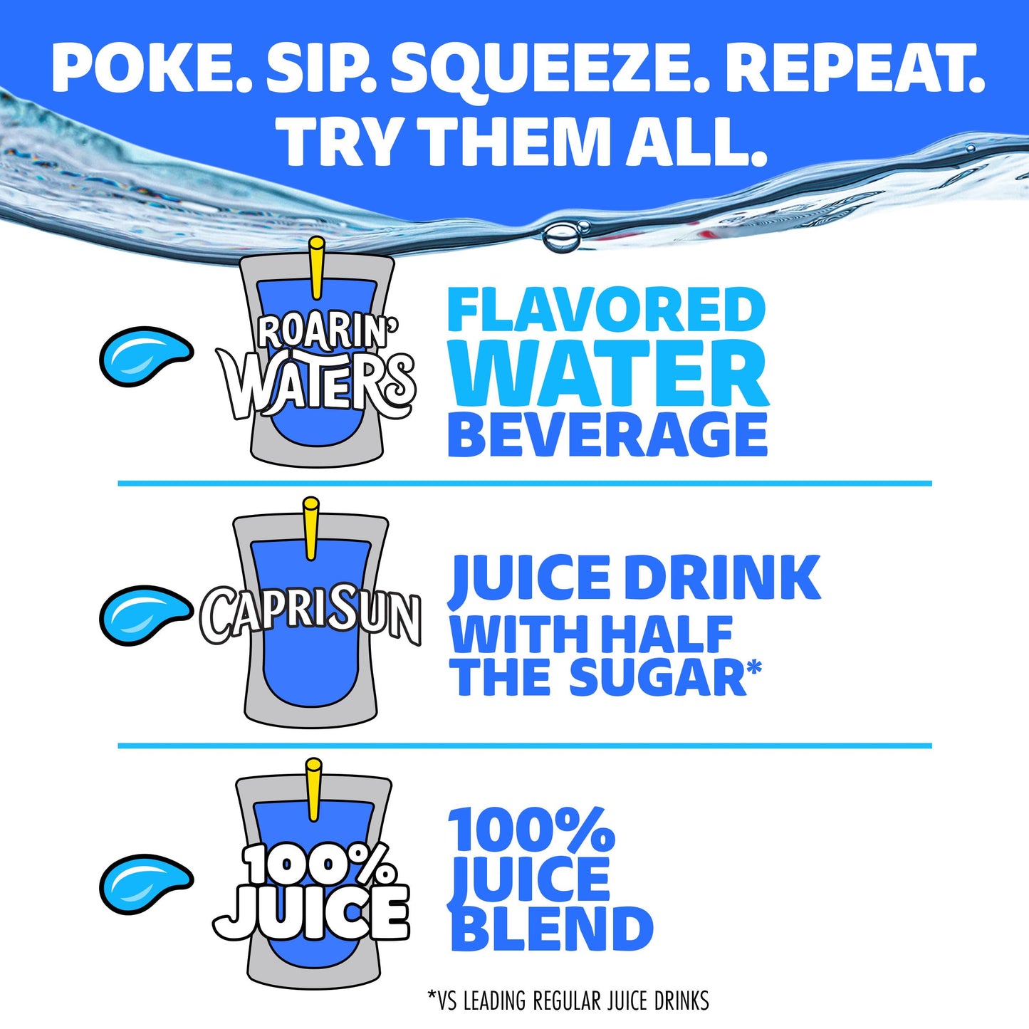 Capri Sun Roarin Waters Tropical Tide Naturally Flavored Water Kids Beverage (40 ct Pack, 4 Boxes of 10 Pouches)
