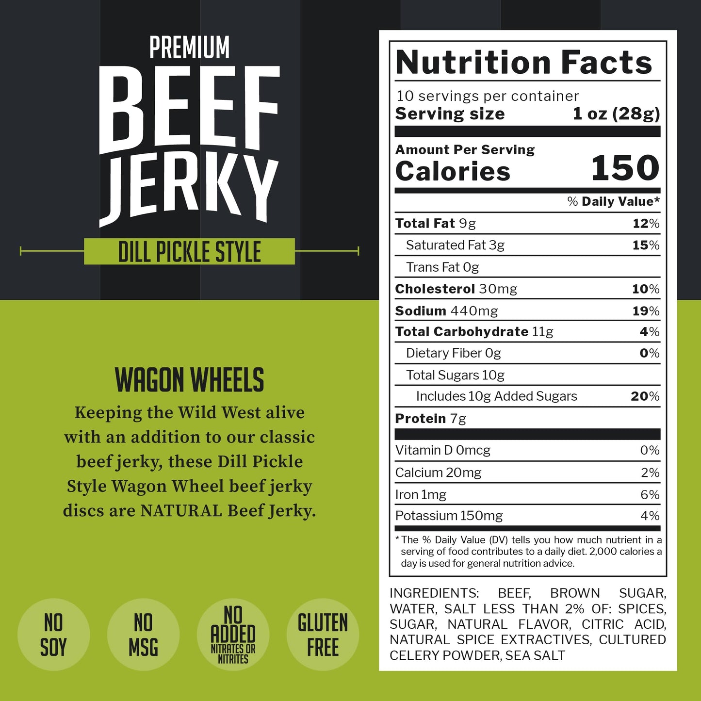 Top Notch Wagon Wheels Jerky - 10 Oz Bag Of Beef Jerky - High Protein Snacks For Kids And Adults Made From Locally Raised Beef -