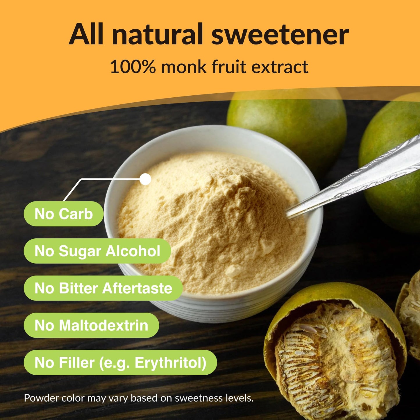 NAMANNA Pure Monk Fruit Sweetener No Erythritol-Zero calorie sugar substitute, Zero Carb, Sugar free From Monk Fruit Extract, Gr
