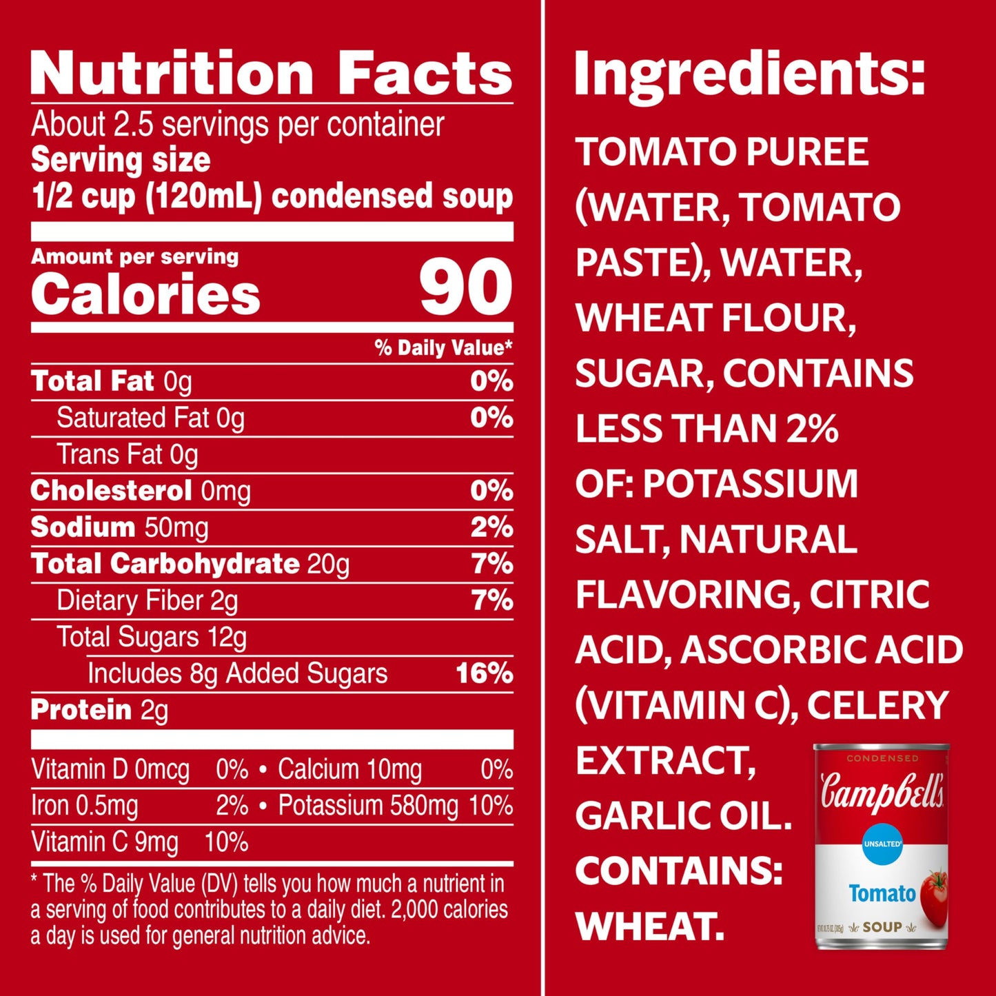 Campbell'S Condensed Unsalted Tomato Soup, 10.75 Oz Can