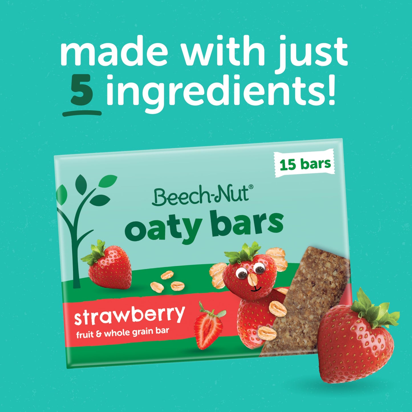 Beech-Nut Toddler Snacks Oaty Bars Granola Bars for Babies & Toddlers, Fruit & Whole Grain Strawberry Snack Bar, Gluten Free Tod