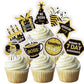 NANAGALI Happy Retirement Cupcake Toppers, 36 Pcs Gold Glitter Cake Decorations, Paper, No DIY, Retirement Theme