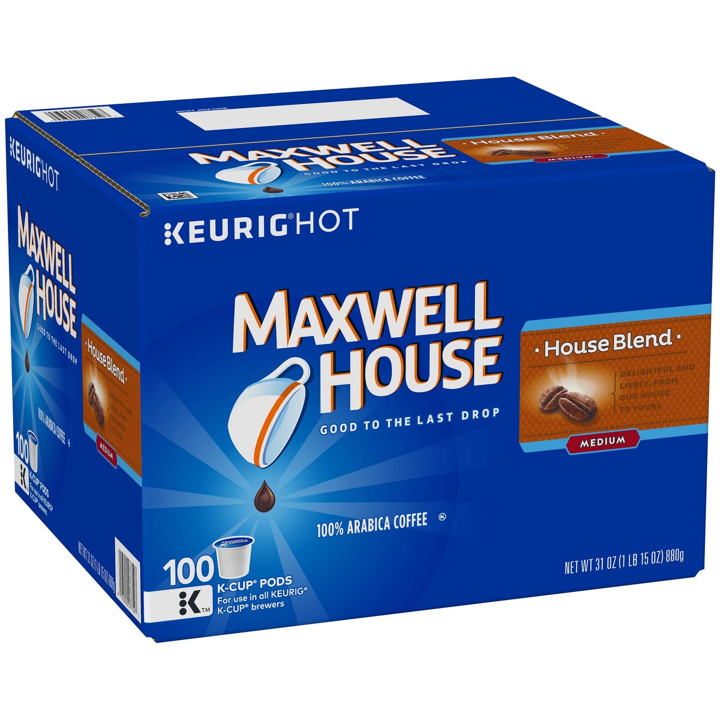 MAXWELL HOUSE K-Cup Coffee Pods House Blend Medium Roast 100 Count Brown